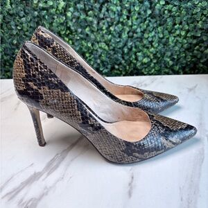 Louise et Cie Black and Brown Snakeskin Heels